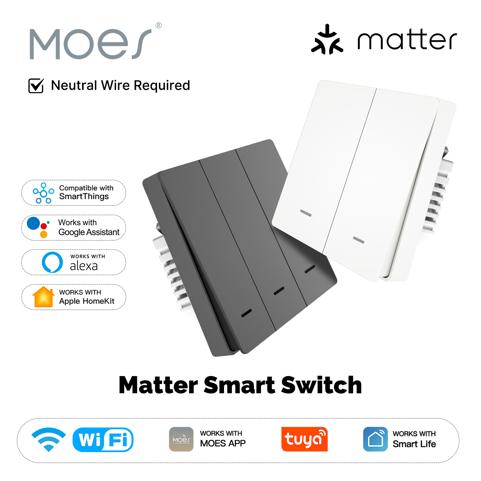 Smart Accessories - MOES Matter Tuya WiFi مفتاح الضوء