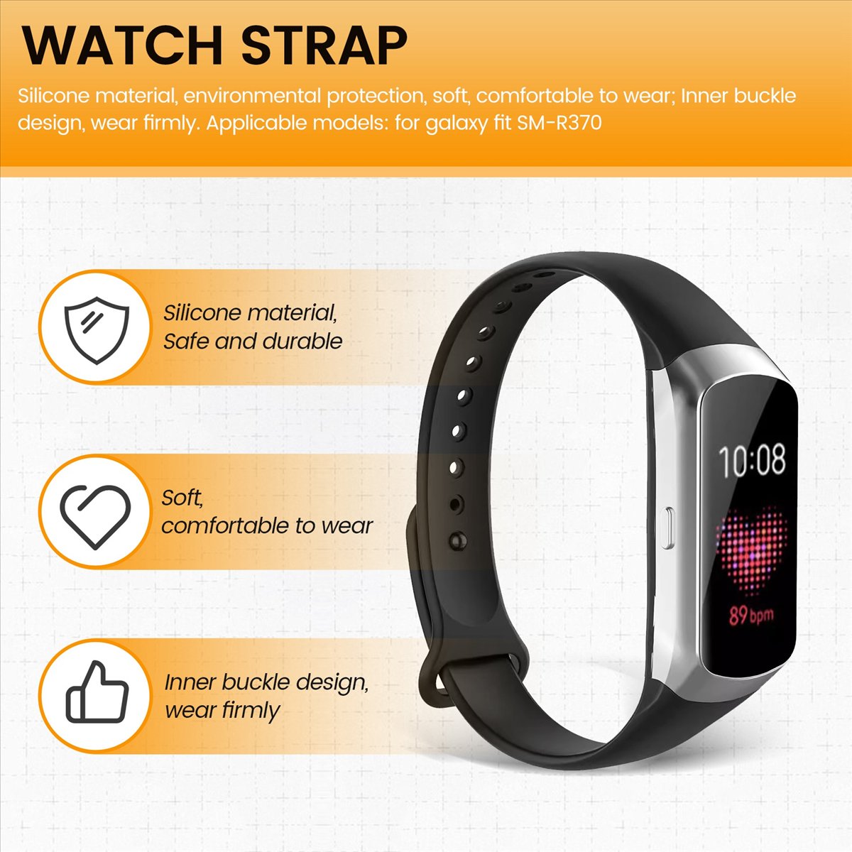 Silicone Band Replacement - حزام ساعة رياضي A49T لساعة جالاكسي