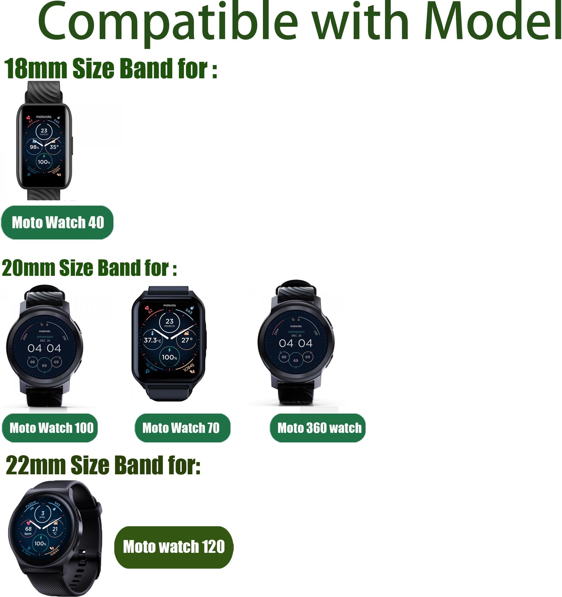 سوار فولاذي غير قابل للصدأ لسا - مراجعة Motorola Smartwatch Accessories وسعره