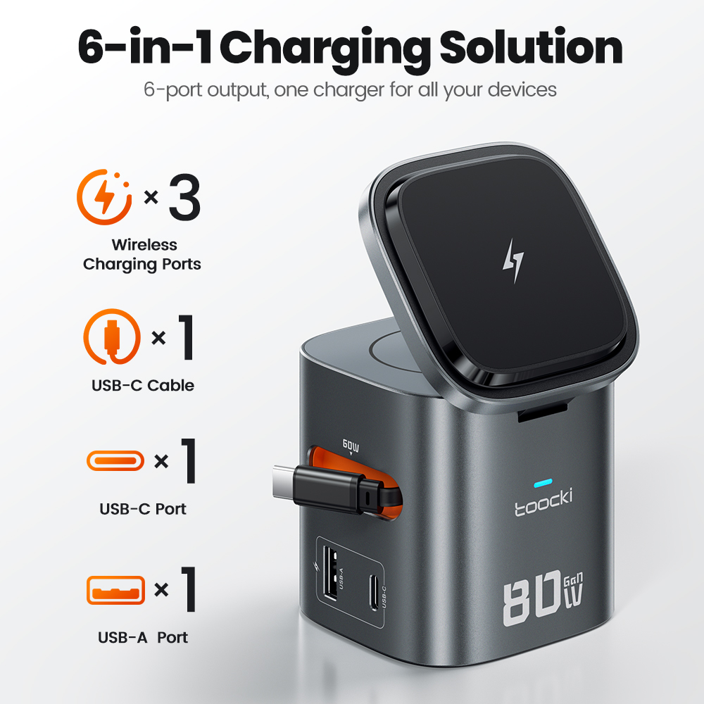 Toocki 80 واط 6 في 1 GaN محطة  - مراجعة Wireless Charger Watch وسعره