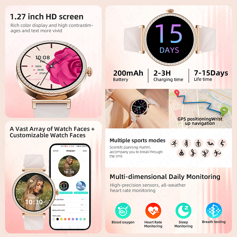 LIGE جديد نظام تحديد المواقع ب - مراجعة Smartwatch Face وسعره